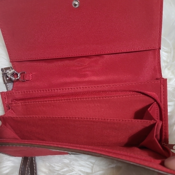 CHAPS Red Wristlet Snap Close Wallet with Silver Embellishment - Picture 6 of 7